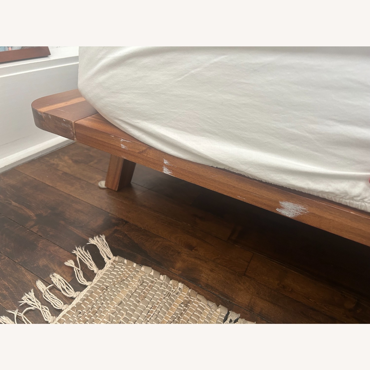 CB2 Drommen Acacia Bed Natural Fabric Queen Bed - image-3