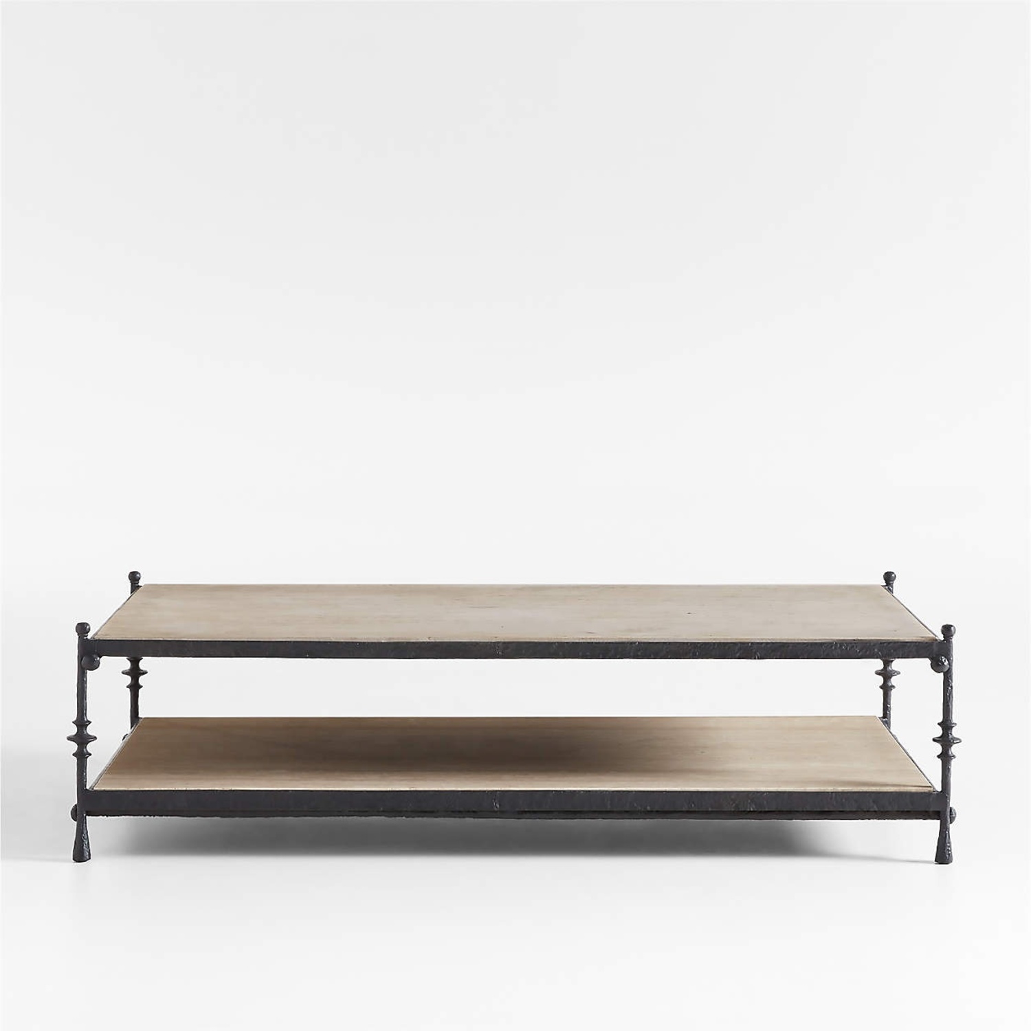 Crate & Barrel Travertine and Metal Coffee Table - image-5