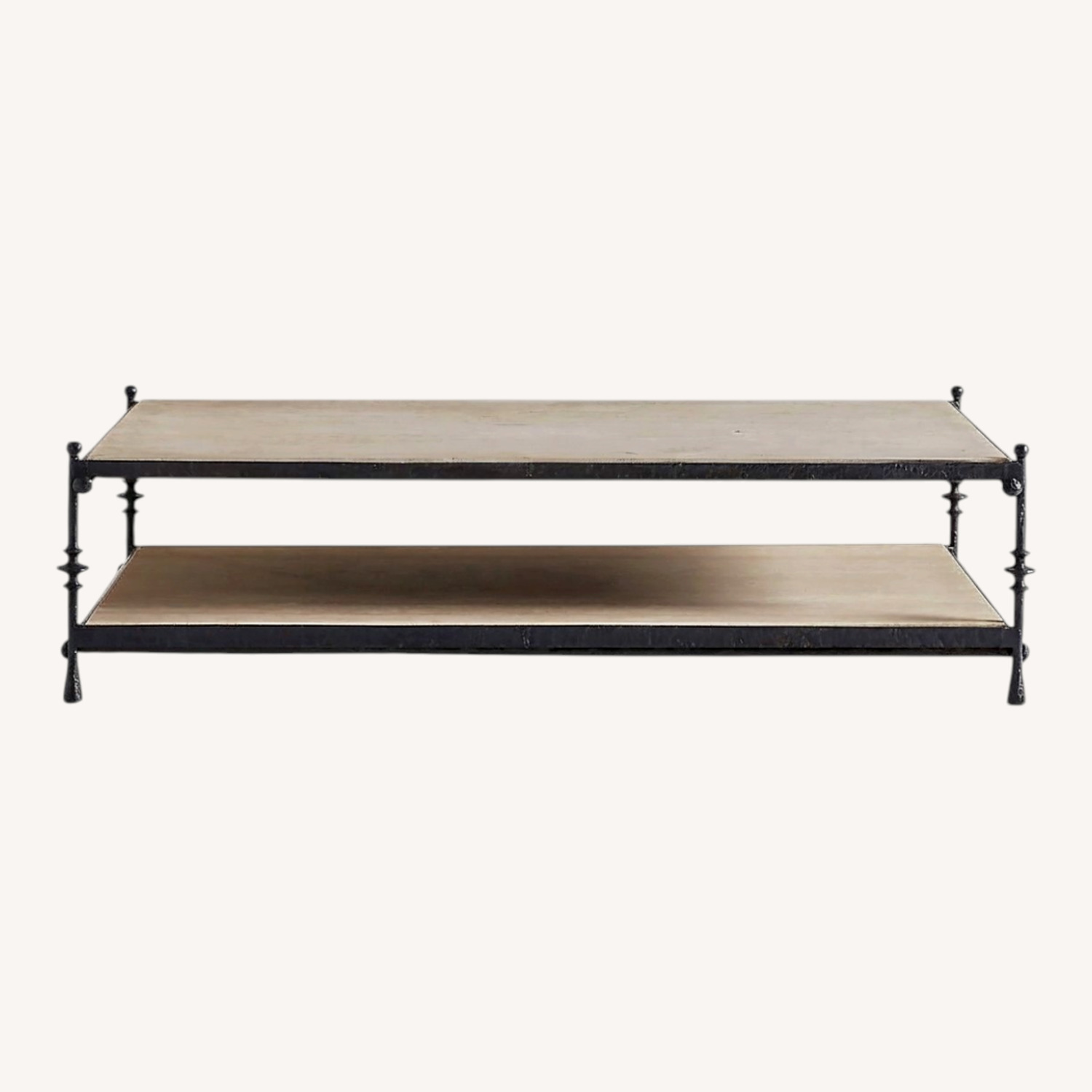 Crate & Barrel Travertine and Metal Coffee Table - image-0
