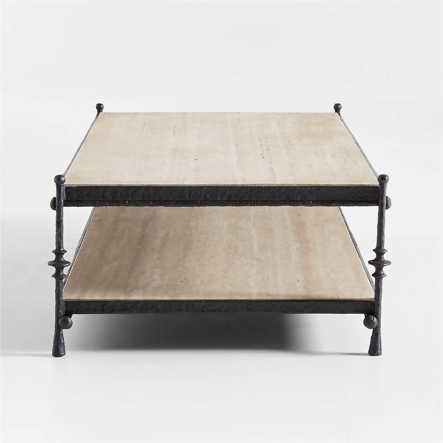 Crate & Barrel Travertine and Metal Coffee Table - image-1