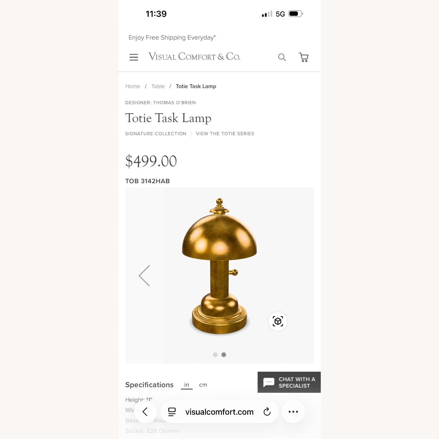 Visual Comfort Lighting Lights Totie Gold Table Lamp - image-3