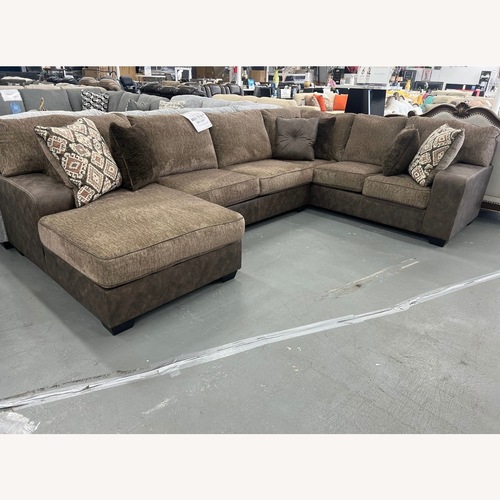 Used Ashley Furniture Dark Brown Fabric 3+ Seater Sofa for sale on AptDeco