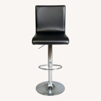 Black Adjustable Faux Leather Barstool with Chrome Base and Backrest