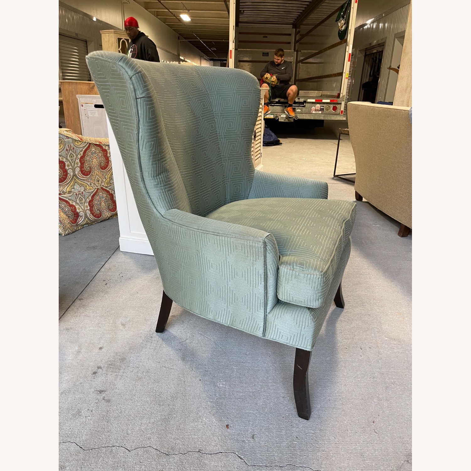 Green Fabric Accent Chair - image-2