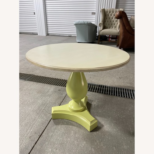 Used Lime Color Pedestal End or Side Table White Top for sale on AptDeco