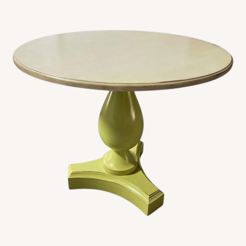 Used Lime Color Pedestal End or Side Table White Top for sale on AptDeco