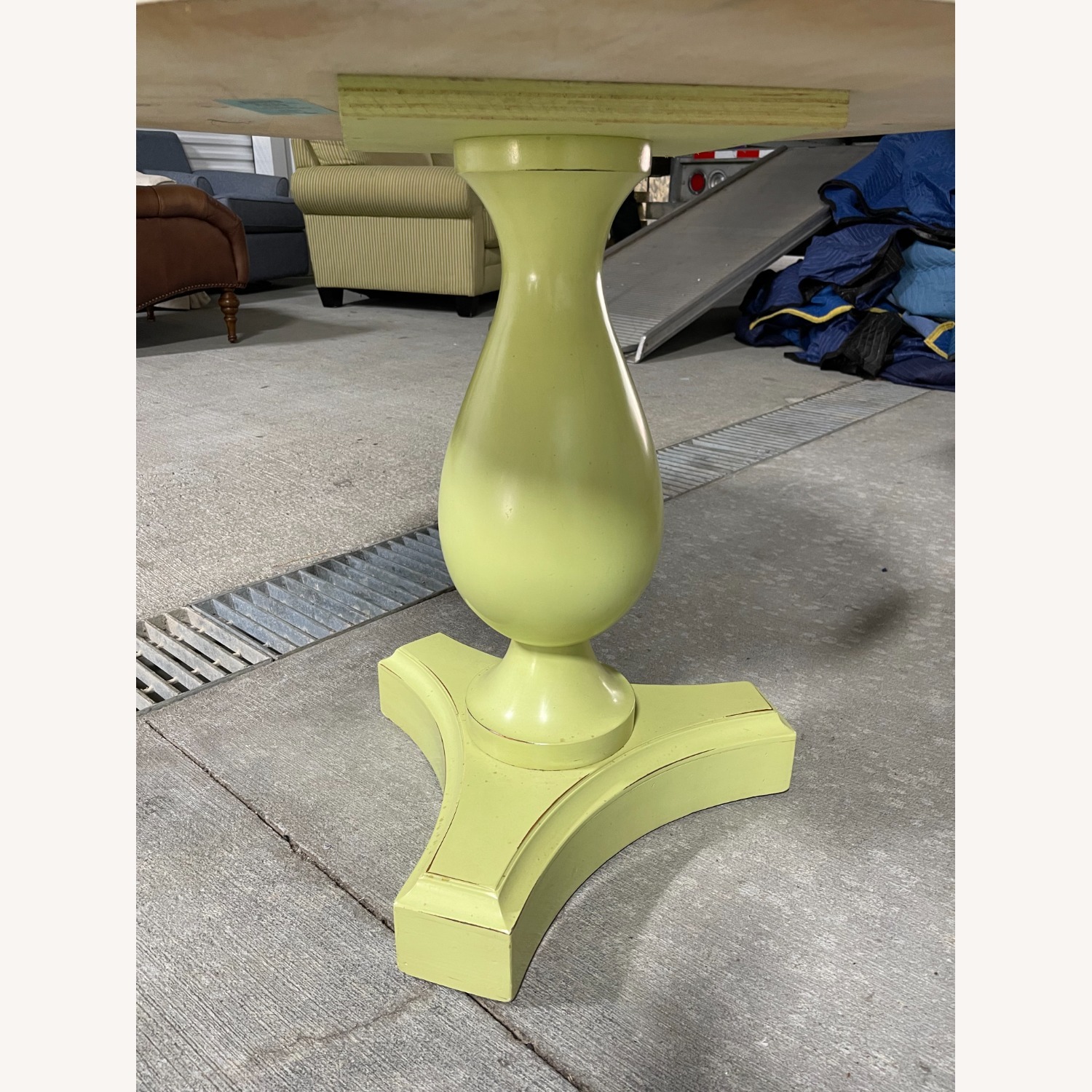 Lime Color Pedestal End or Side Table White Top - image-3