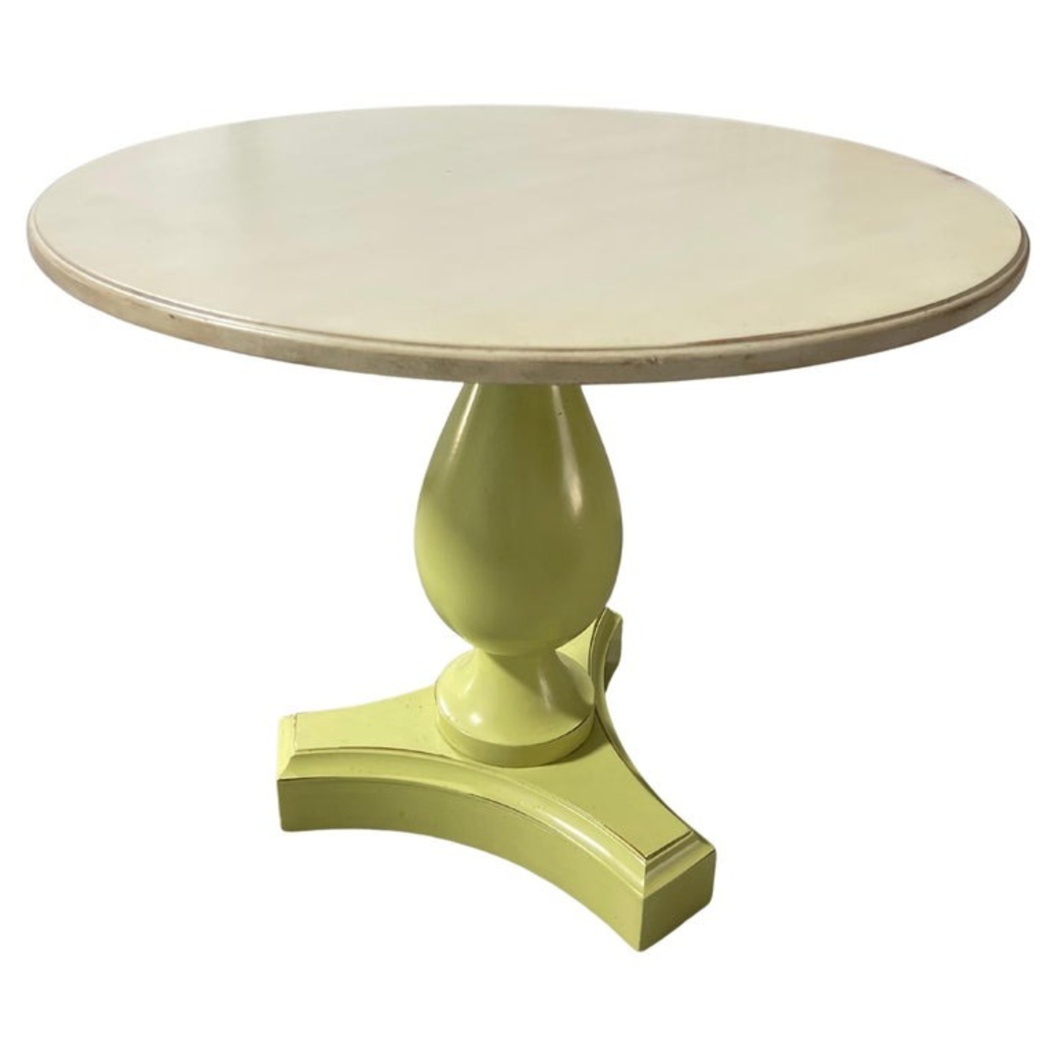 Lime Color Pedestal End or Side Table White Top - image-5