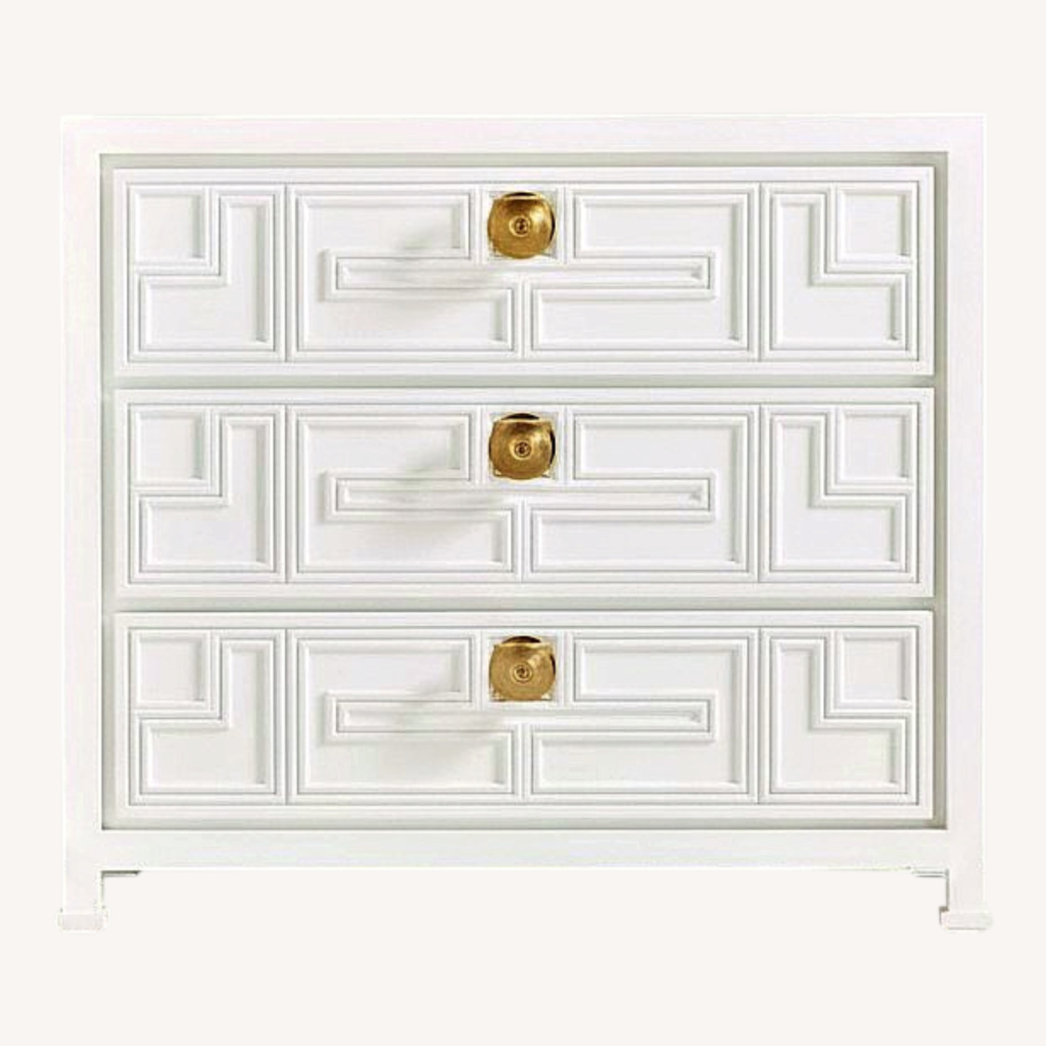 Anthropologie Geo Brass Inlay White Wood Dresser - image-0