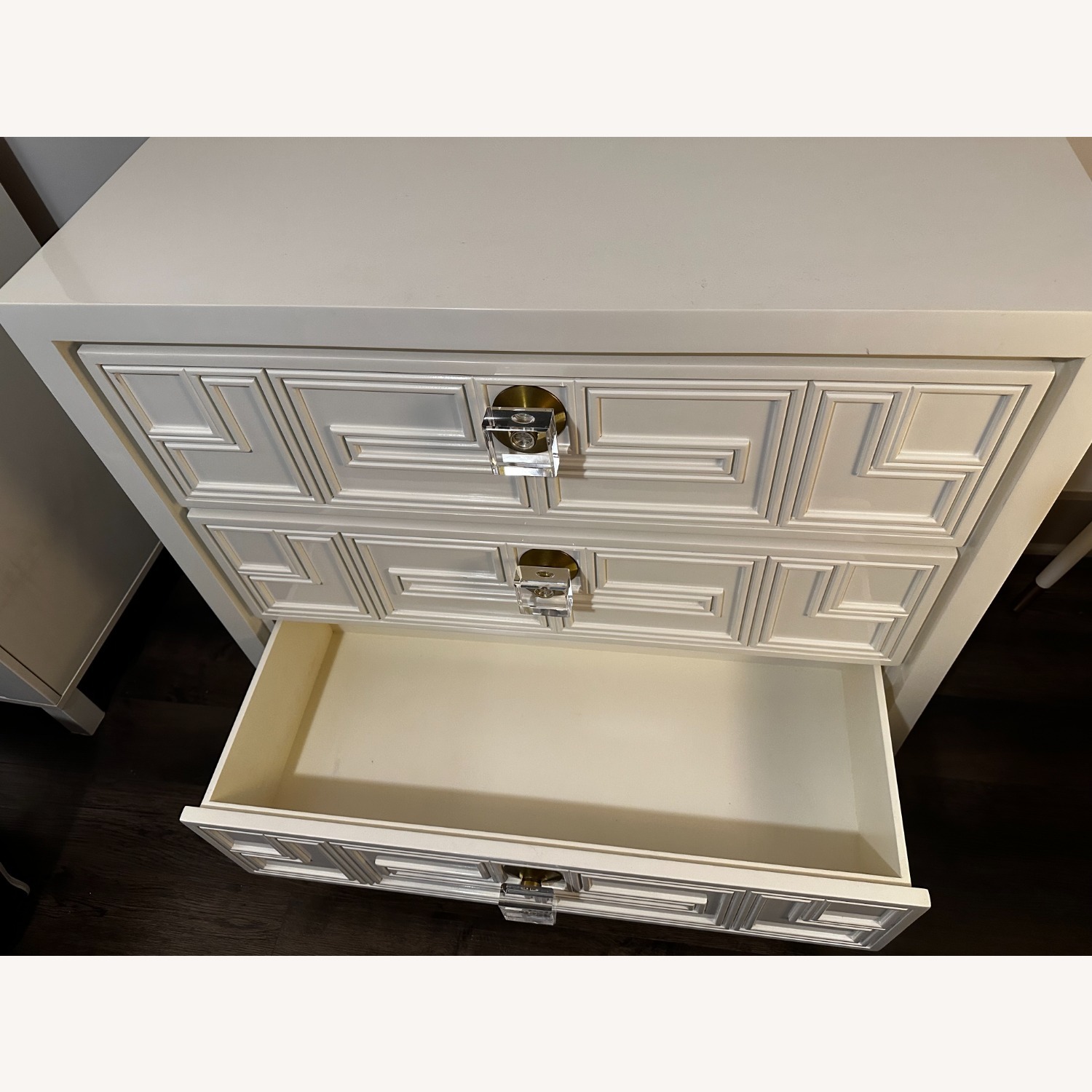 Anthropologie Geo Brass Inlay White Wood Dresser - image-6