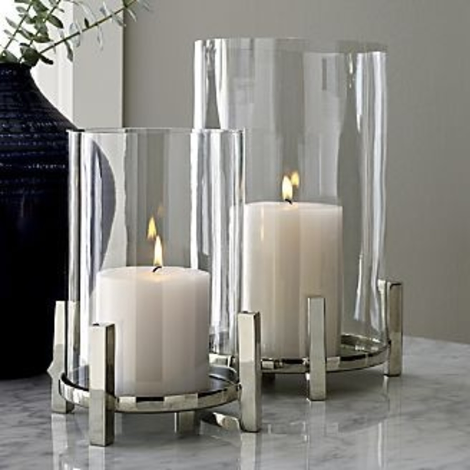 Crate & Barrel Hurricane Silver Metal Candles - image-4