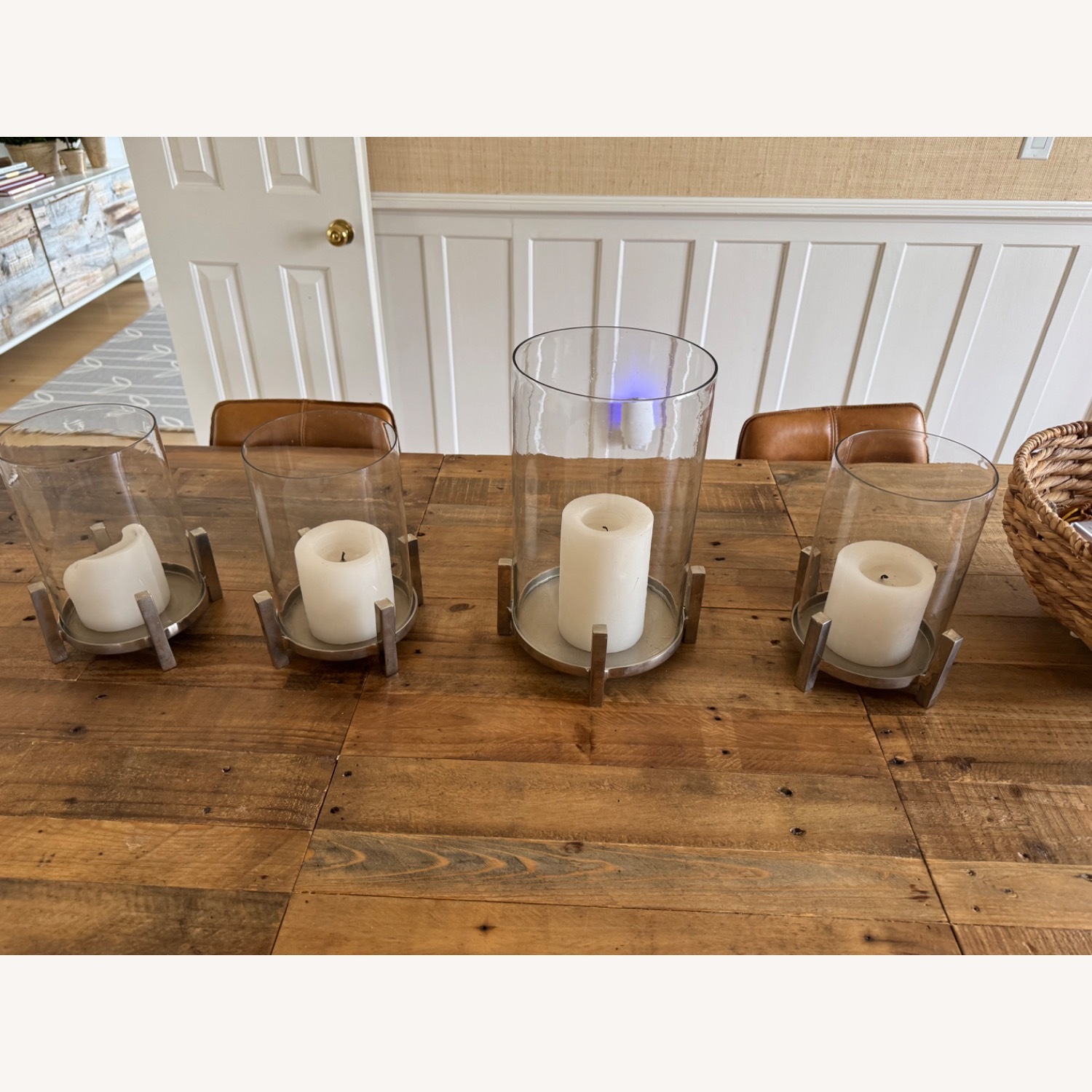 Crate & Barrel Hurricane Silver Metal Candles - image-2