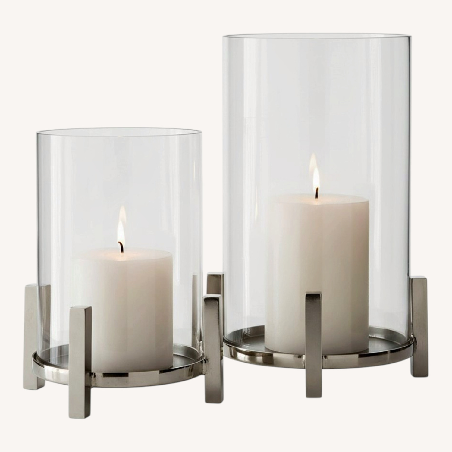 Crate & Barrel Hurricane Silver Metal Candles - image-0