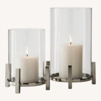 Crate & Barrel Hurricane Silver Metal Candles