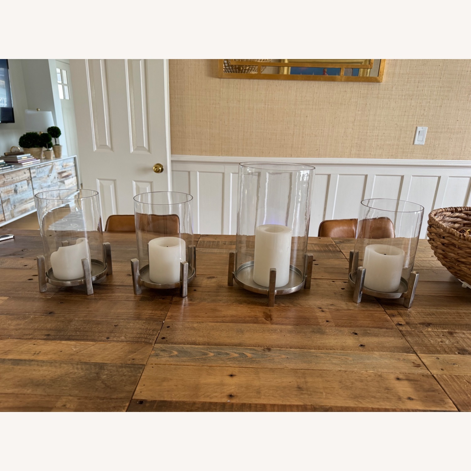 Crate & Barrel Hurricane Silver Metal Candles - image-3