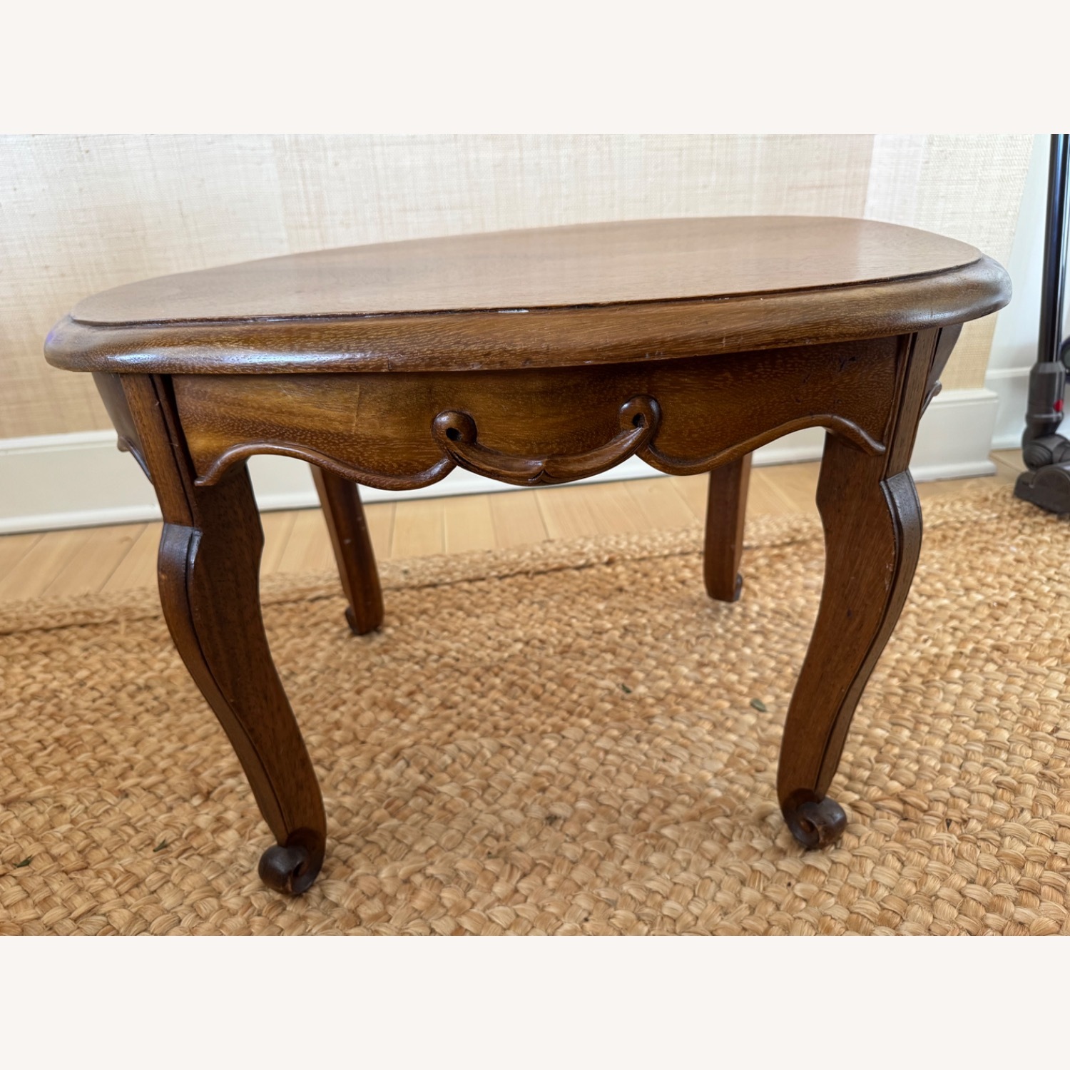 Antique Dark Brown Wood Side Table - image-2