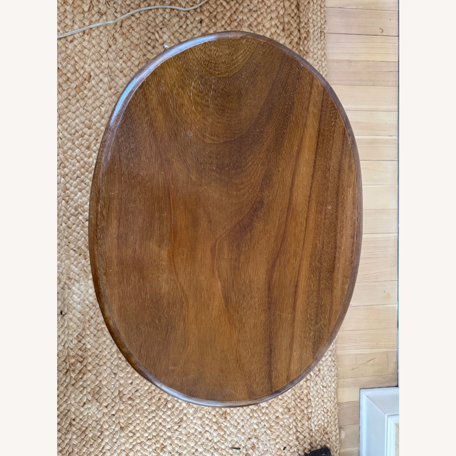 Antique Dark Brown Wood Side Table - image-1