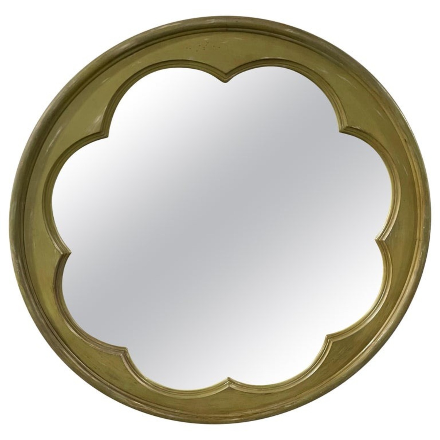 Round Green Washed Mirror - image-1