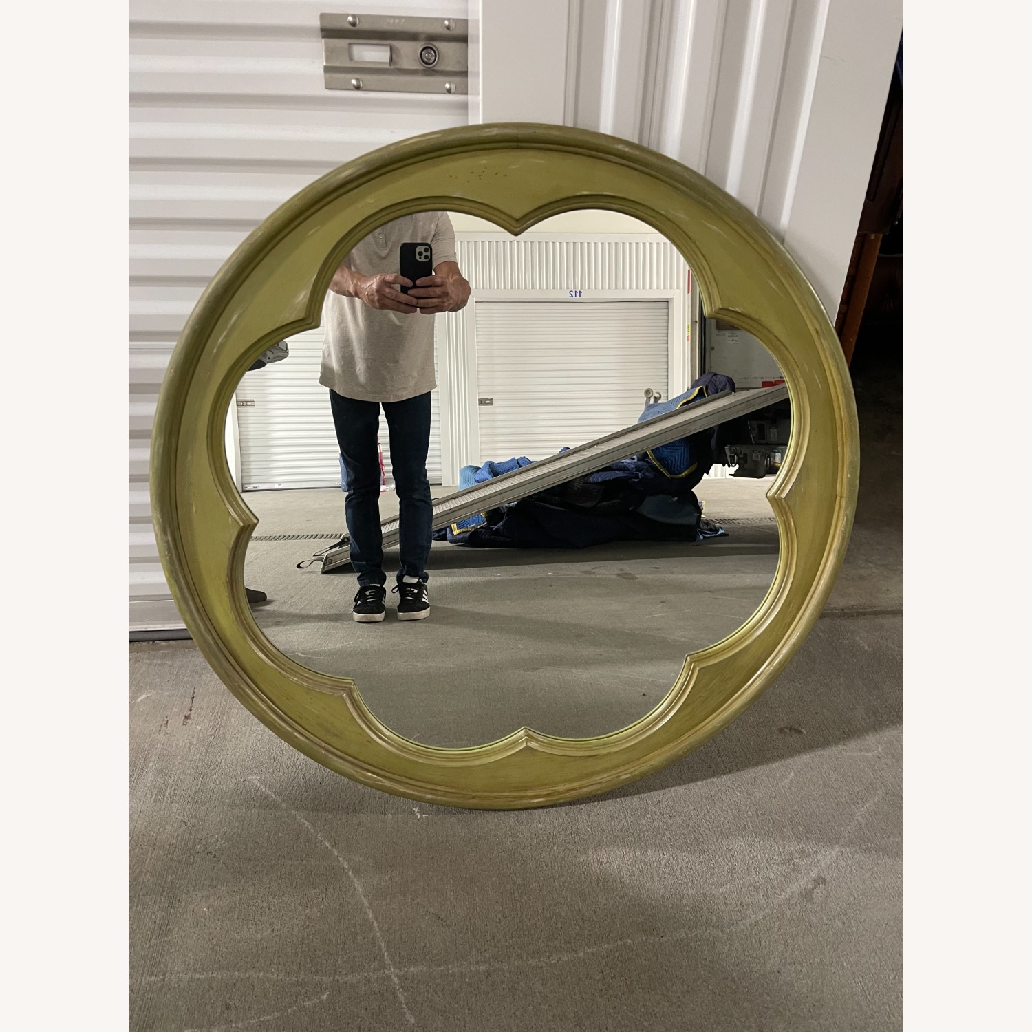 Round Green Washed Mirror - image-5