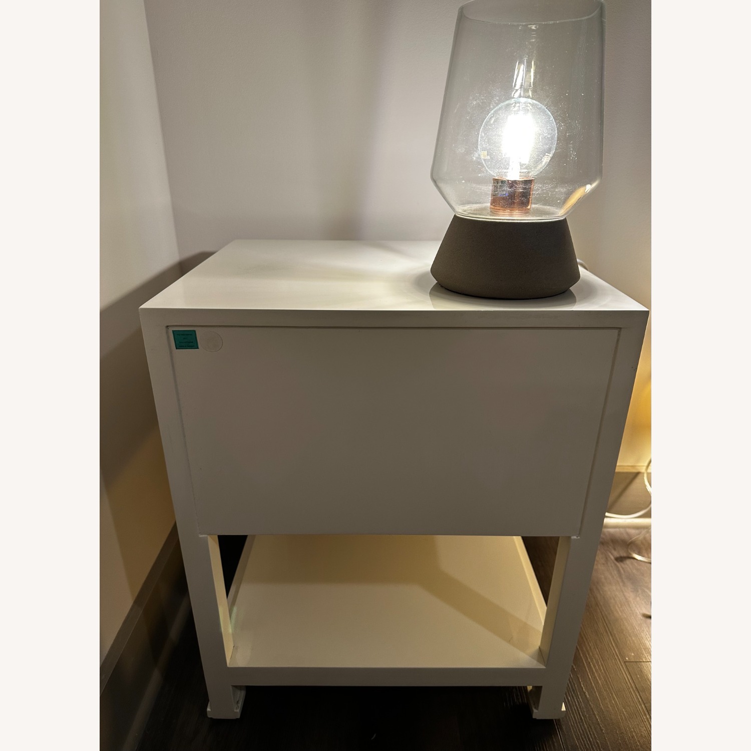 Anthropologie Geo Brass Inlay White Nightstand - image-5