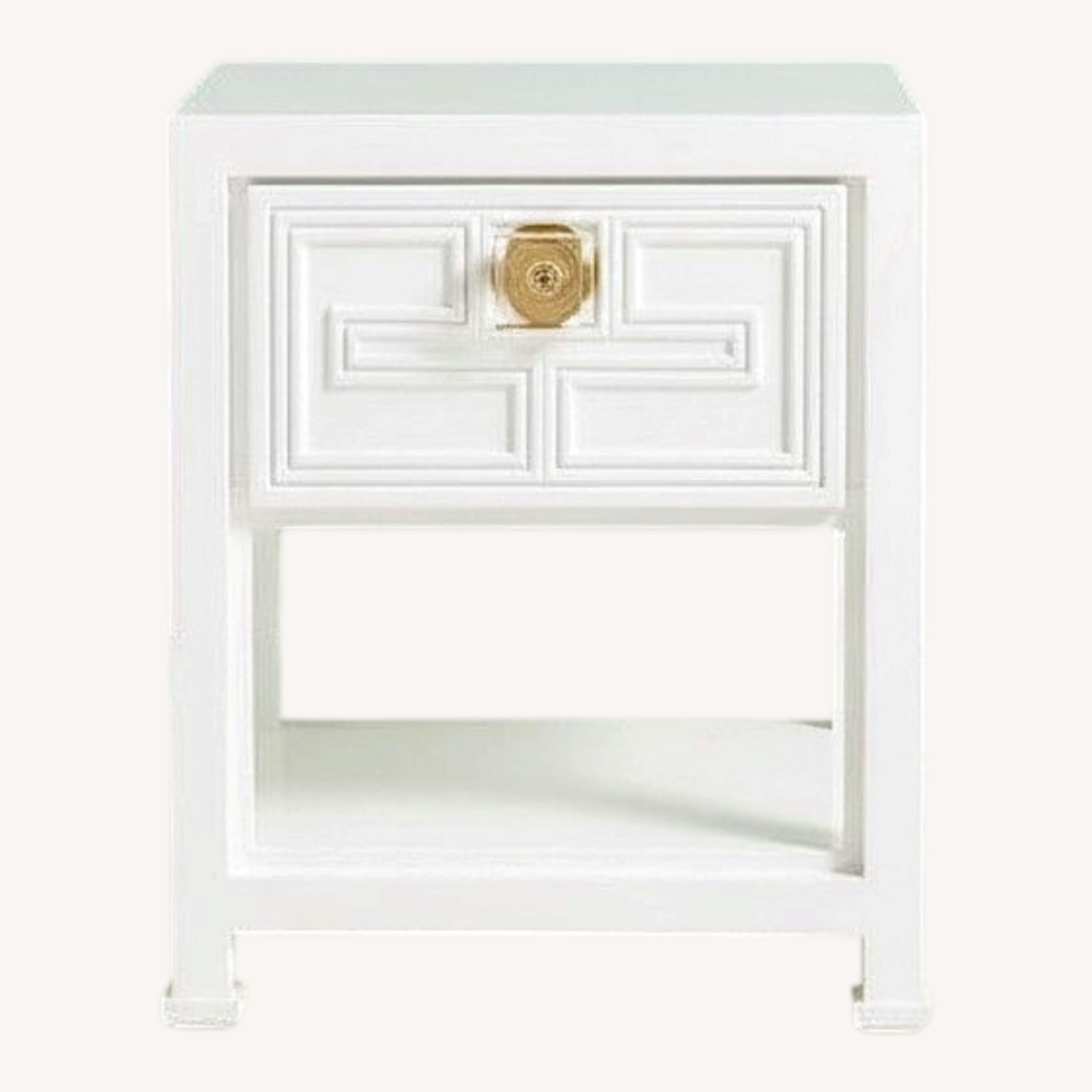 Anthropologie Geo Brass Inlay White Nightstand - image-0