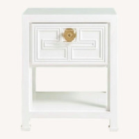 Anthropologie Geo Brass Inlay White Nightstand