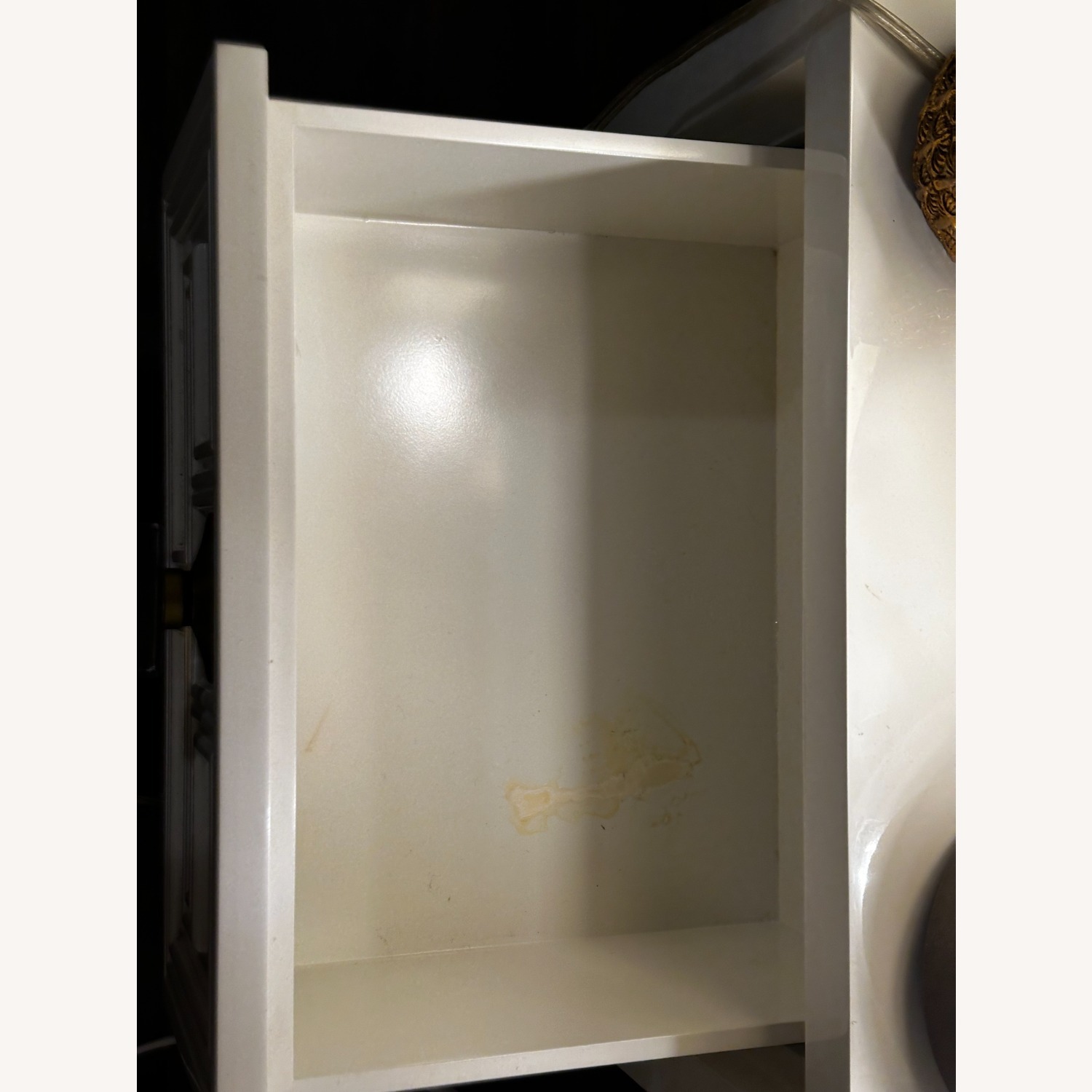 Anthropologie Geo Brass Inlay White Nightstand - image-6