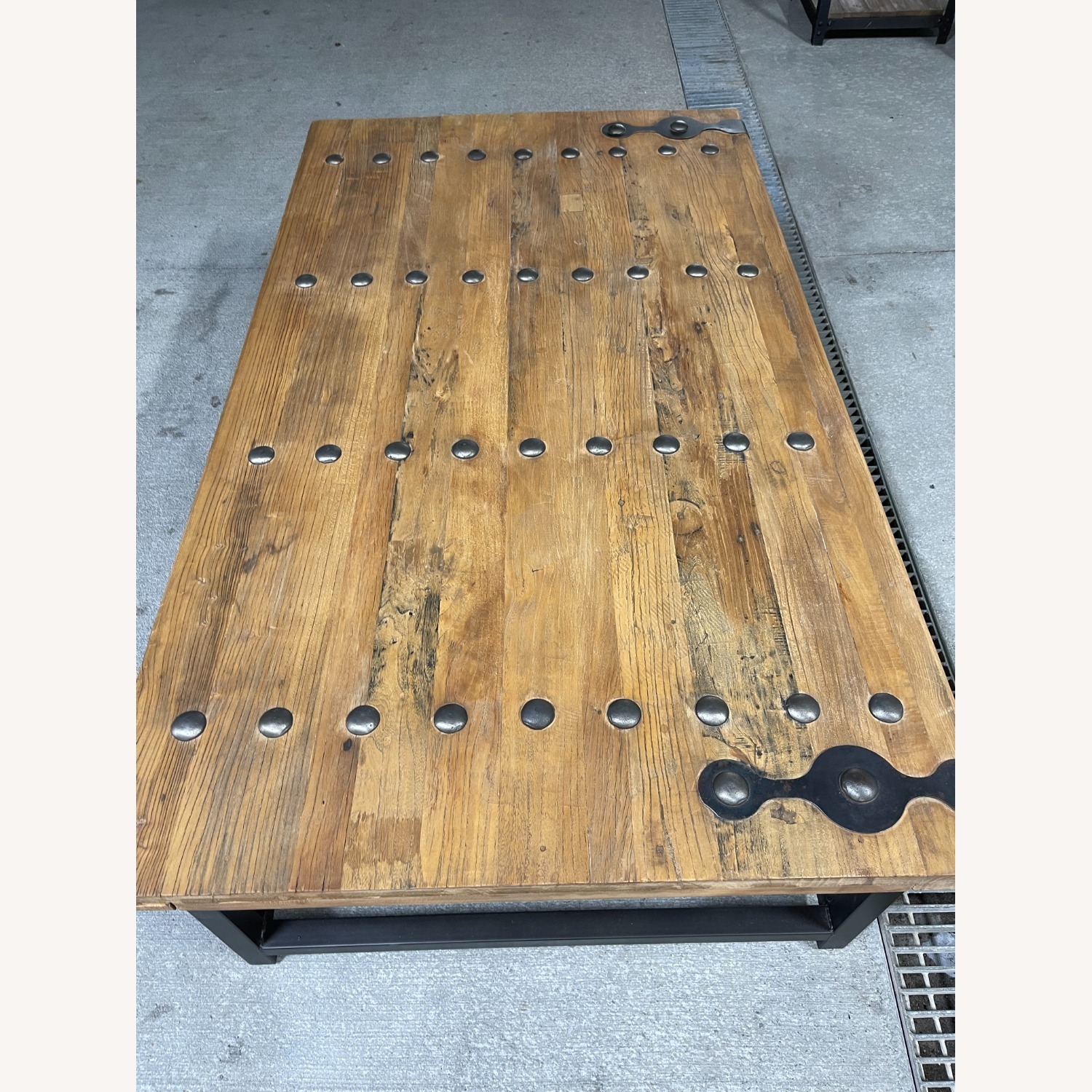 Industrial Barn Door & Metal Base Coffee Table - image-3