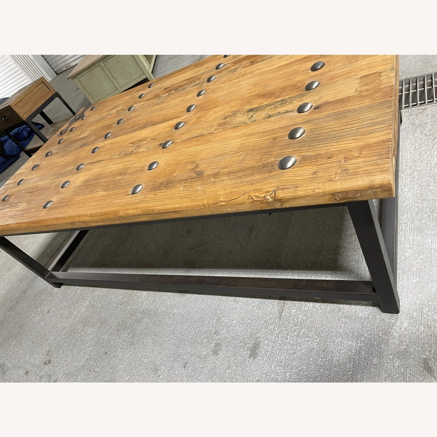 Industrial Barn Door & Metal Base Coffee Table - image-4