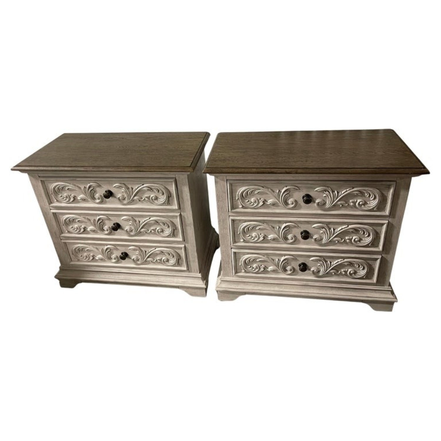 Pair of Painted Three-Drawer Nightstands - image-1