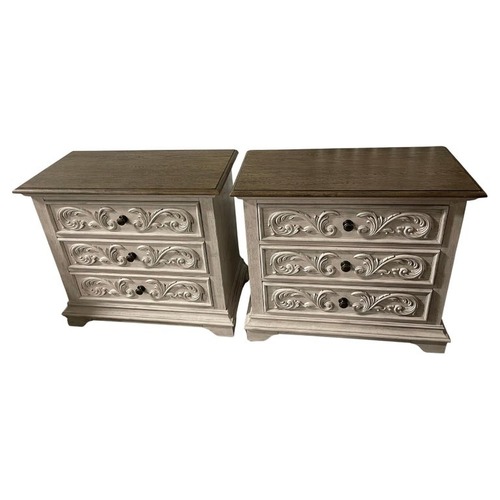 Used Pair of Painted Three-Drawer Nightstands for sale on AptDeco
