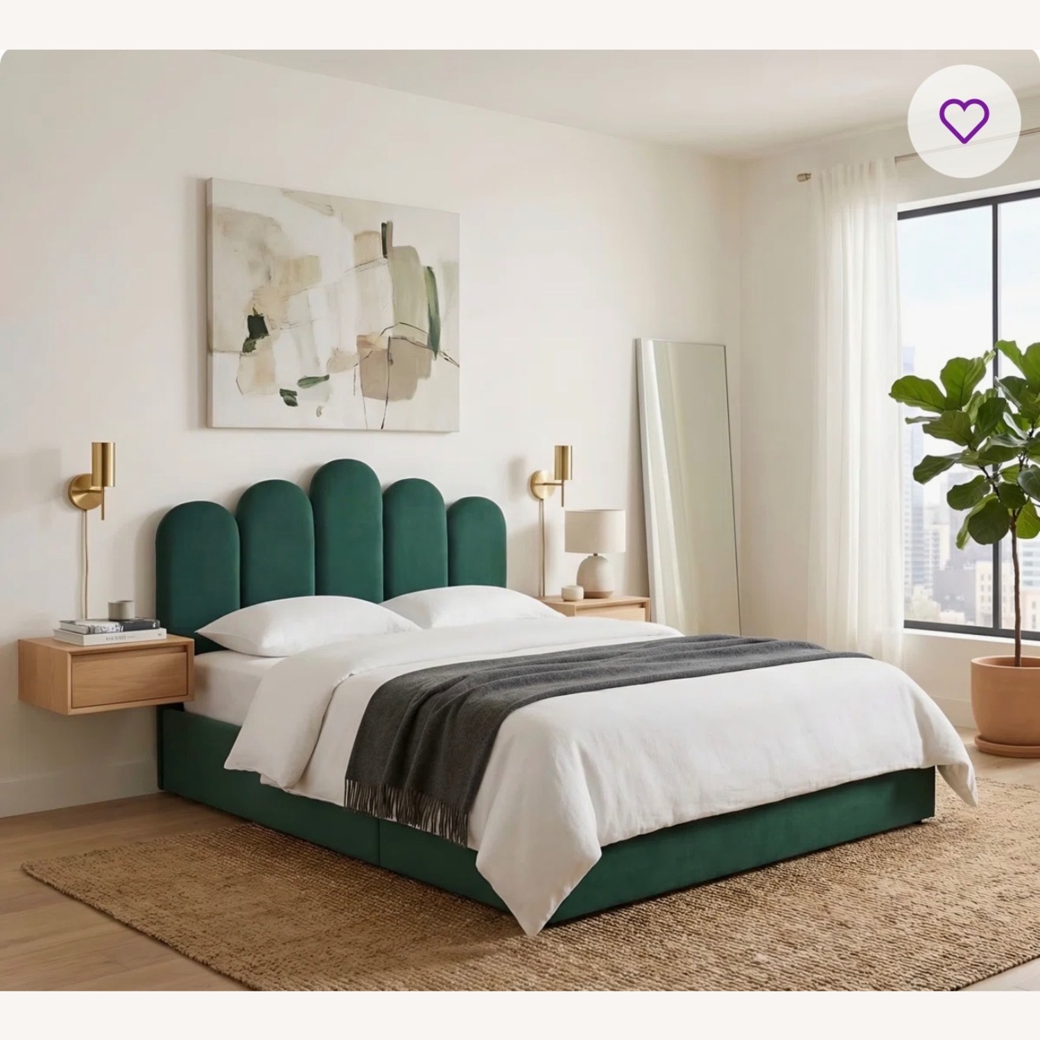 Wayfair Full Sized Green Velvet Storage Bed - image-1