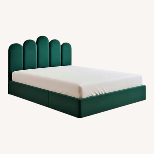 Used Wayfair Full Sized Green Velvet Storage Bed for sale on AptDeco