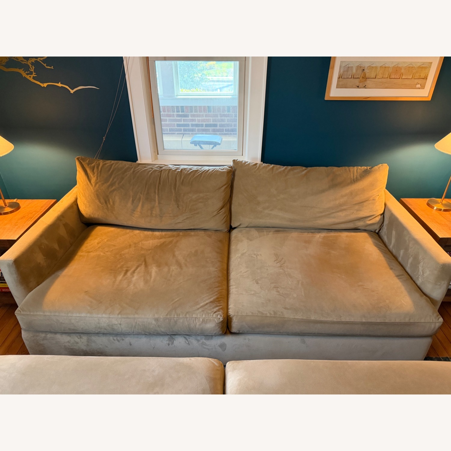 Crate & Barrel Lounge Natural Microsuede 3+ Seater Sofa - image-4