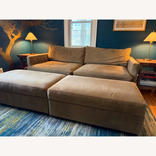 Used Crate & Barrel Lounge Natural Microsuede 3+ Seater Sofa for sale on AptDeco