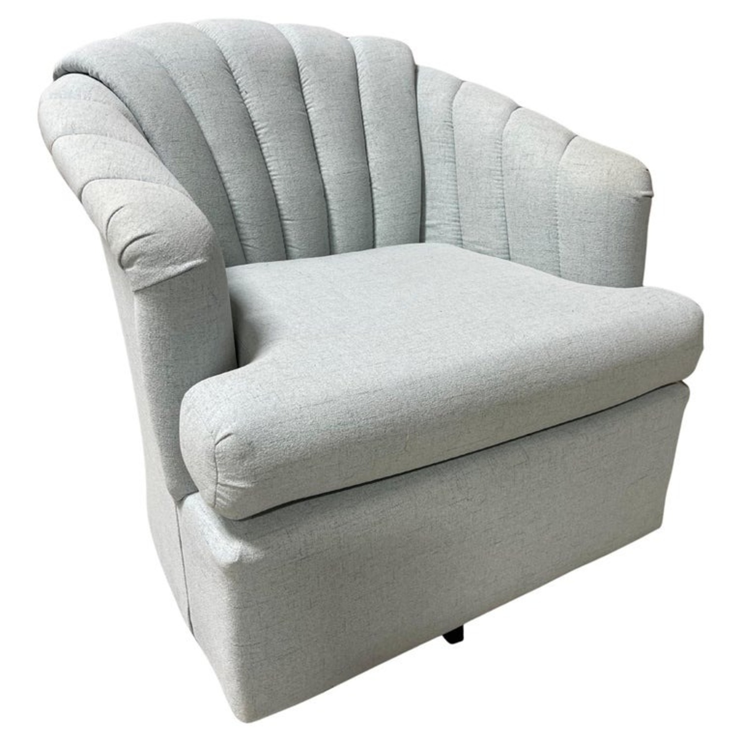 Pair of Light Blue Shade Swivel Club Chairs  - image-1