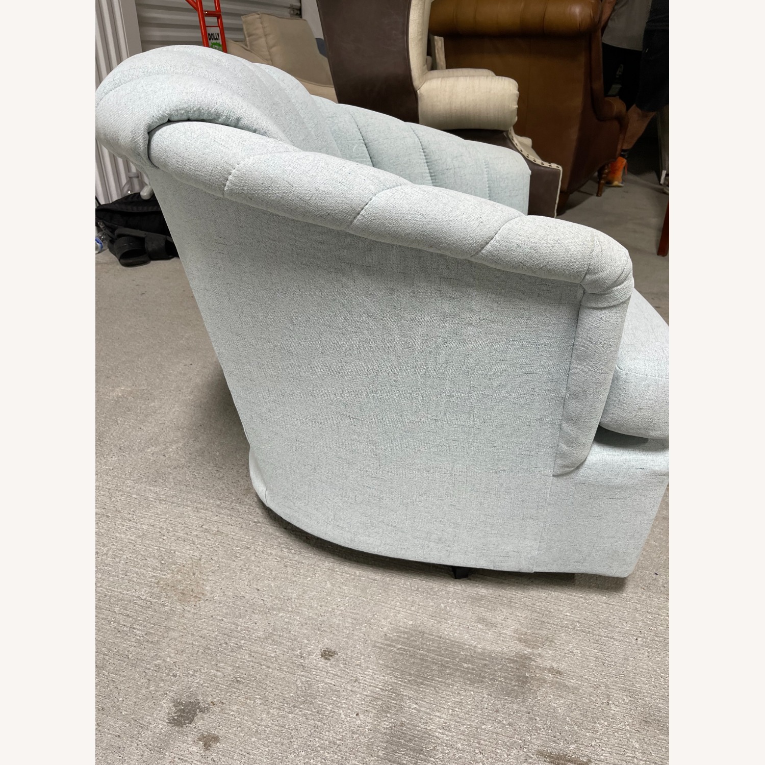 Pair of Light Blue Shade Swivel Club Chairs  - image-4