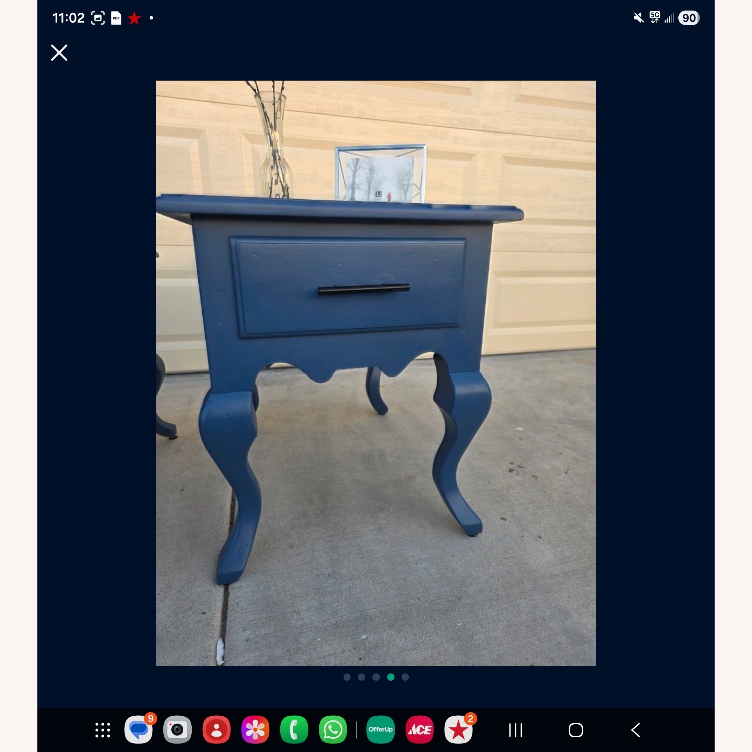 Royal Blue Solid Wood Nightstands/End Tables - image-4