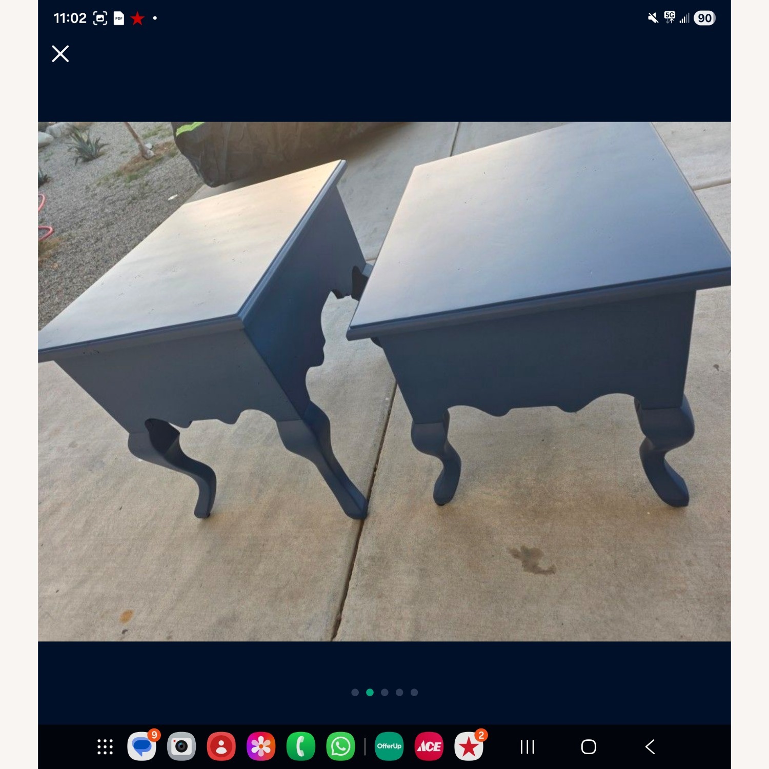 Royal Blue Solid Wood Nightstands/End Tables - image-5