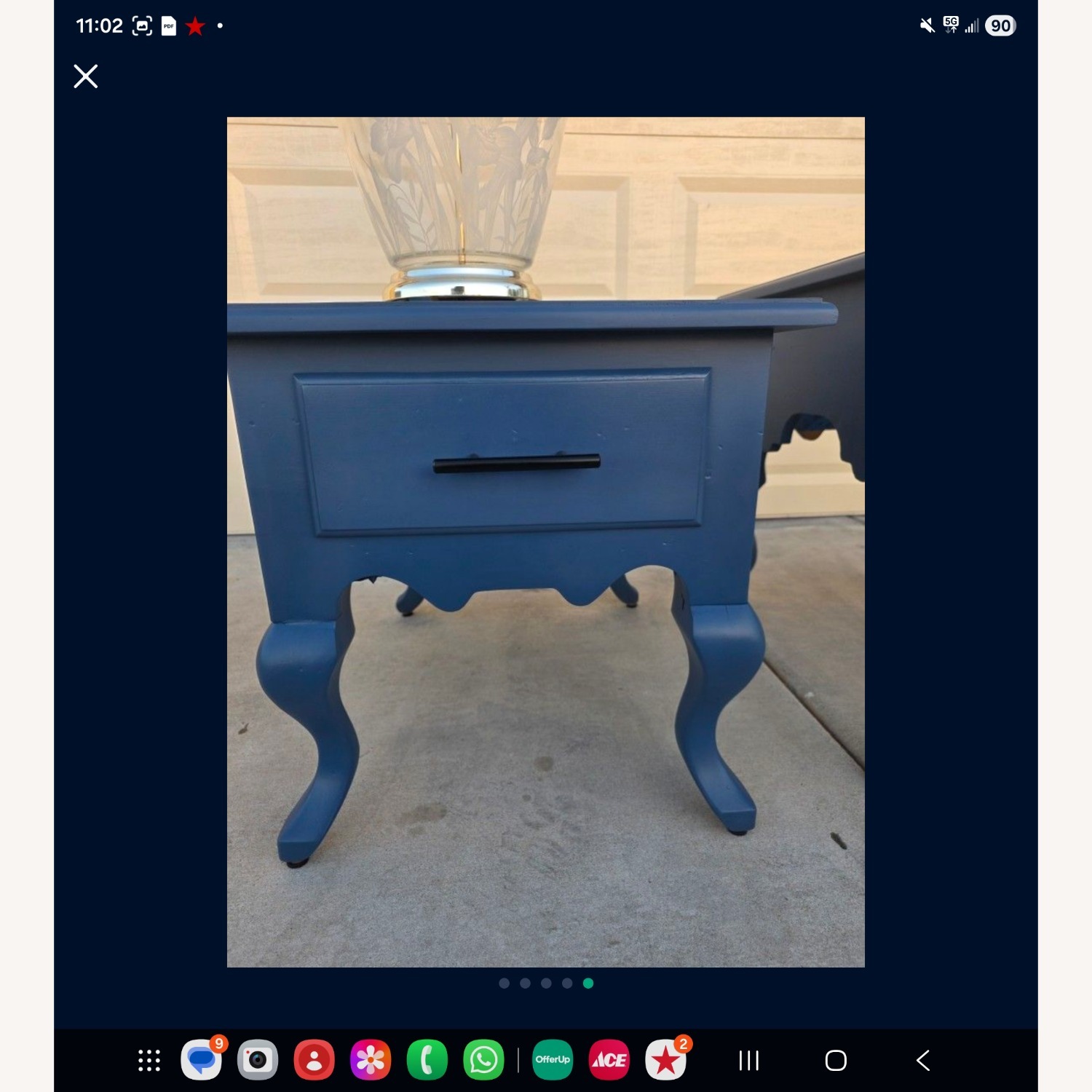Royal Blue Solid Wood Nightstands/End Tables - image-3