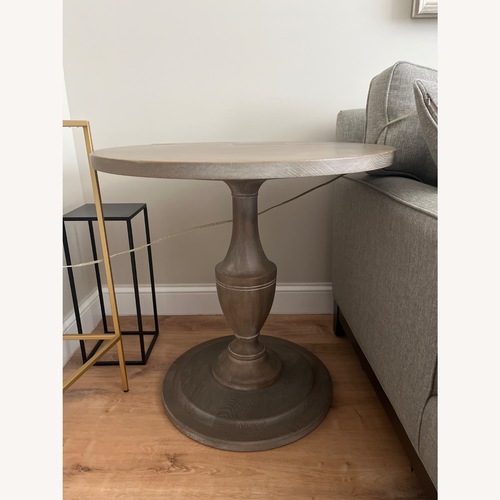 Used Ethan Allen Eloise Light Gray Wood Side Table for sale on AptDeco