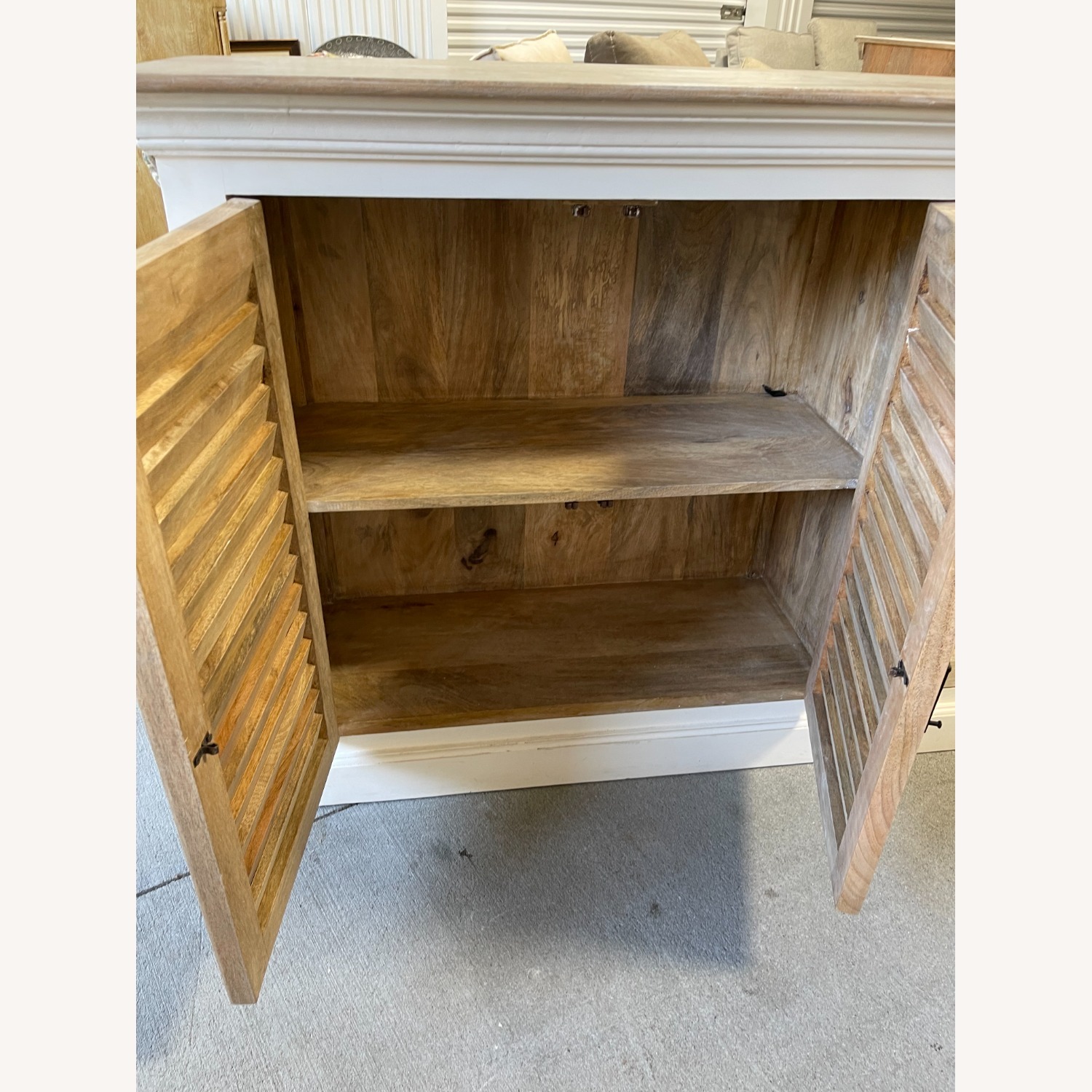 Large White Washed Four-Door Cabinet - image-6