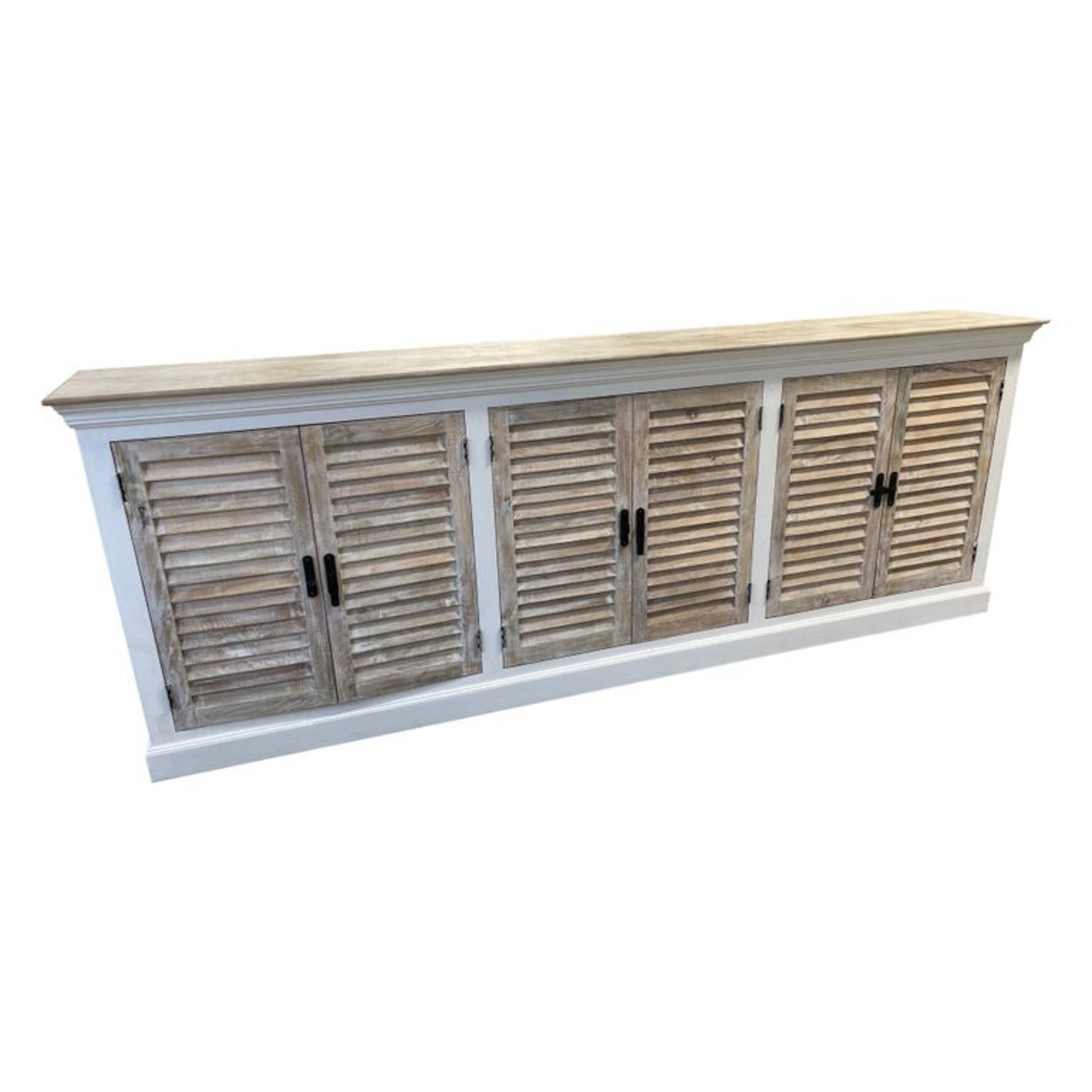 Large White Washed Four-Door Cabinet - image-1