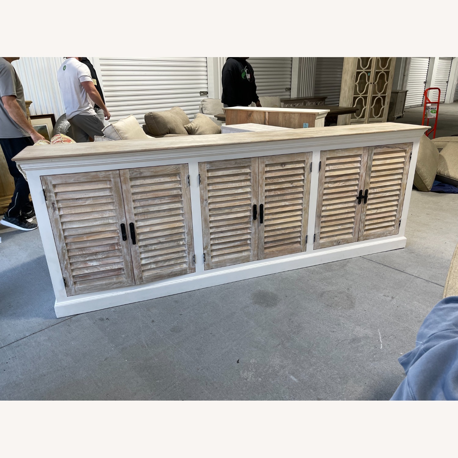 Large White Washed Four-Door Cabinet - image-2
