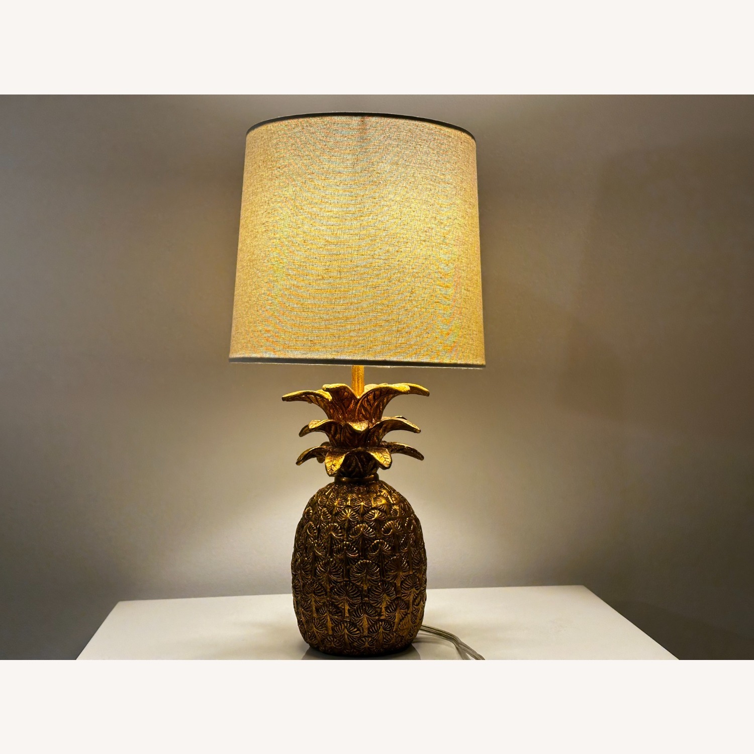 Anthropologie Gold Pineapple Metal Table Lamp - image-1