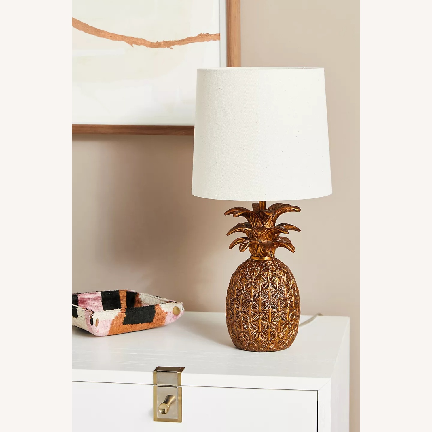 Anthropologie Gold Pineapple Metal Table Lamp - image-4