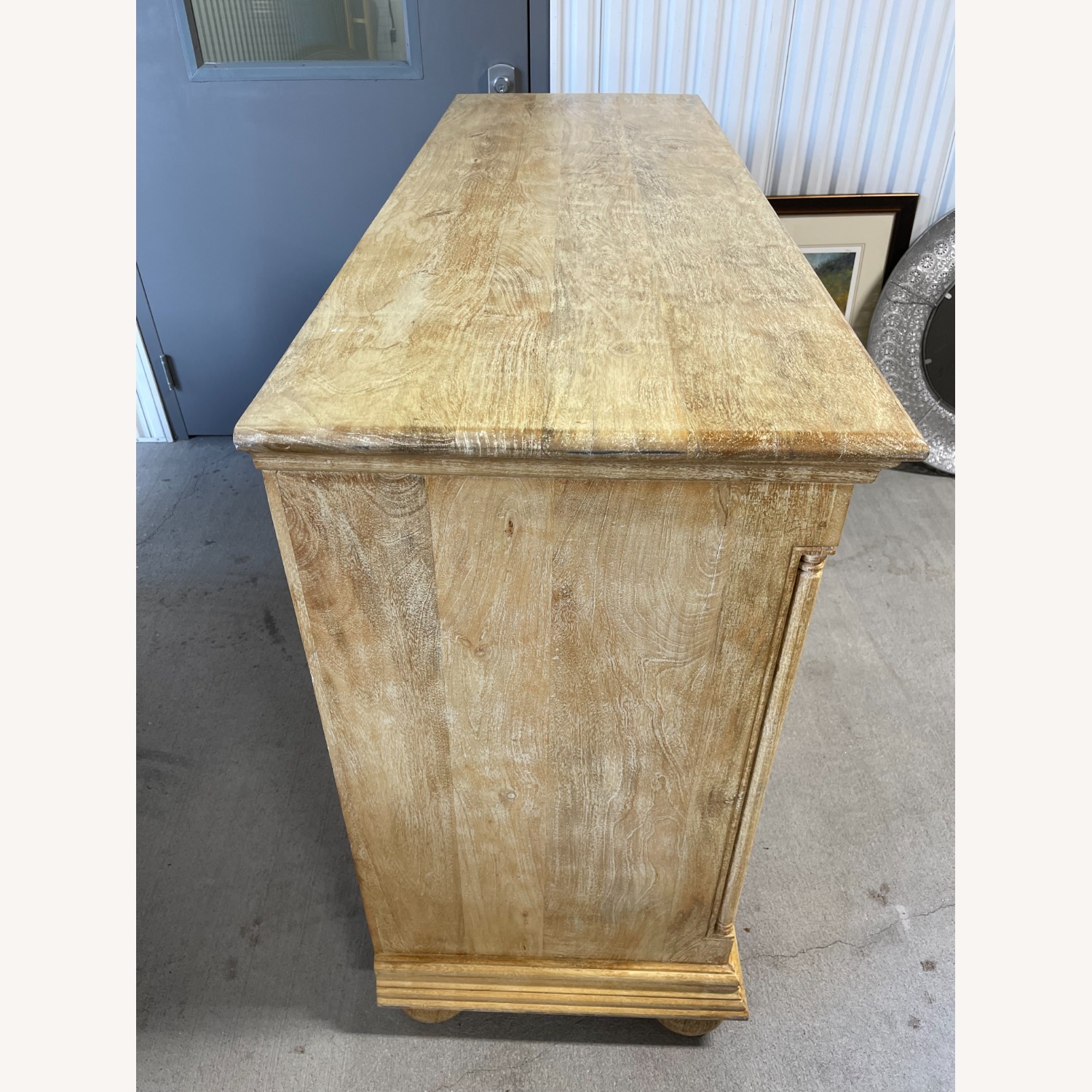 Yellow Washed Pine Two-Door Console or Credenza - image-3