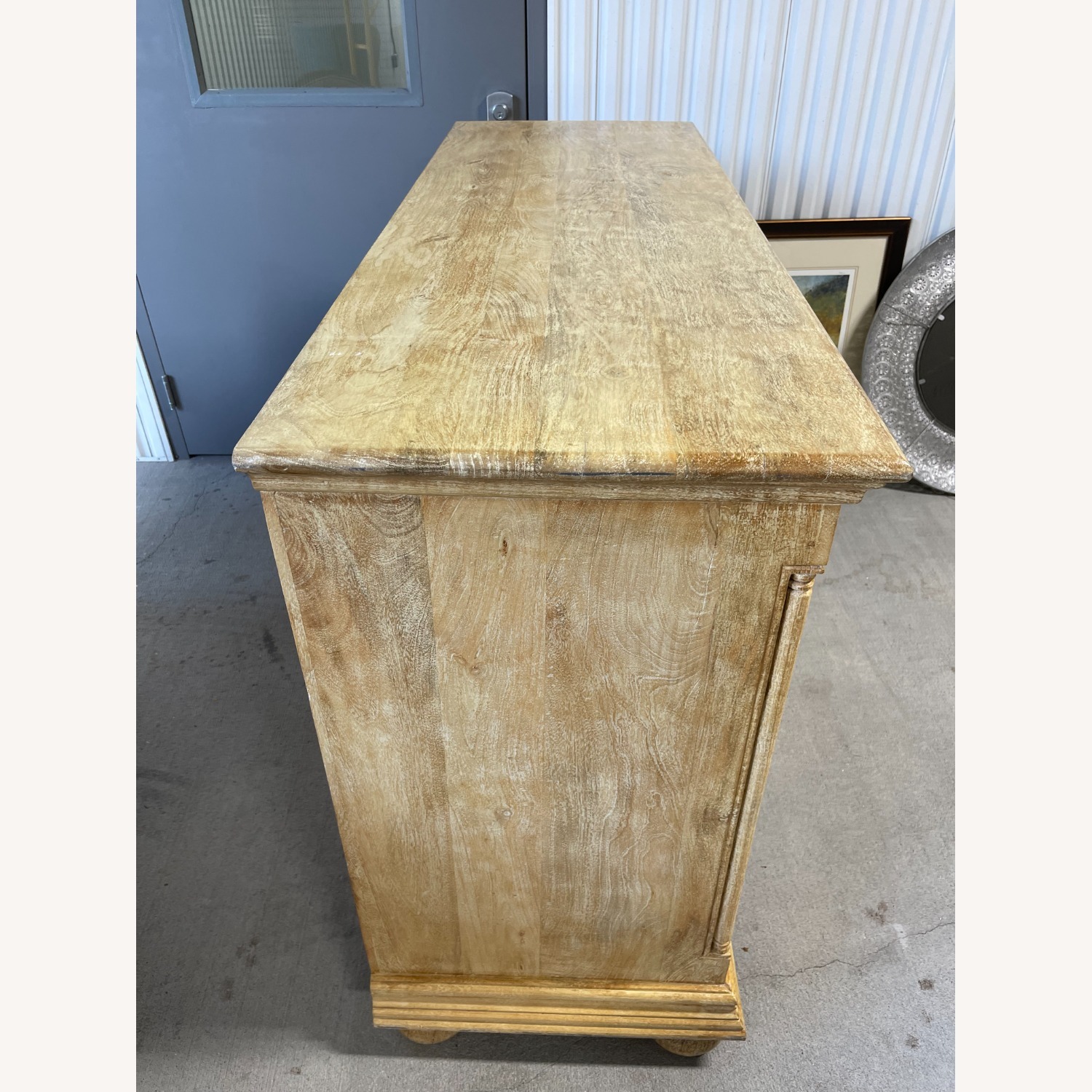Yellow Washed Pine Two-Door Console or Credenza - image-2
