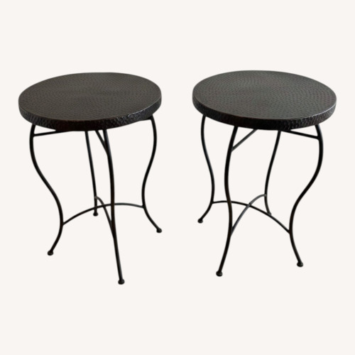 Used Wayfair Circular Dark Brown Metal Side Tables for sale on AptDeco