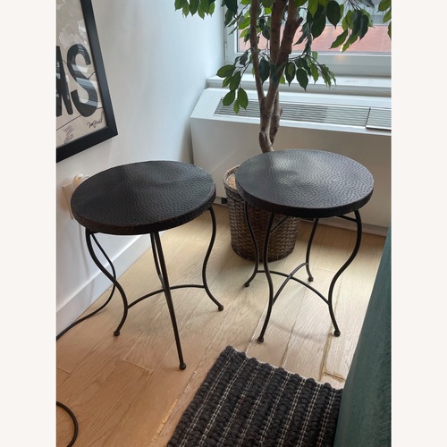 Used Wayfair Circular Dark Brown Metal Side Tables for sale on AptDeco